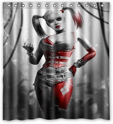 Custom Fashion Design Batman Arkham City Harley Quinn Shower Curtain Home Decoration Mildew Waterproof Polyester Fabric Bathroom Shower Curtain 66" x 72" Inch