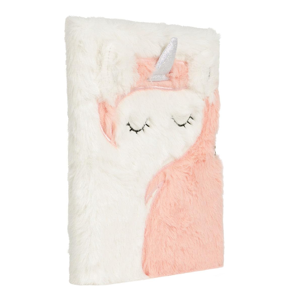 DRAEGER Paris - White Plush Coral Unicorn Diary - Journal with Padlocks and Keys for Her Secrets - Notebook for Girls - Gift Idea for Children, for Her Daughter