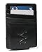 Italian Leather Slim Wallet with Magnetic Money Clip and 6 Card Slots (Black)
