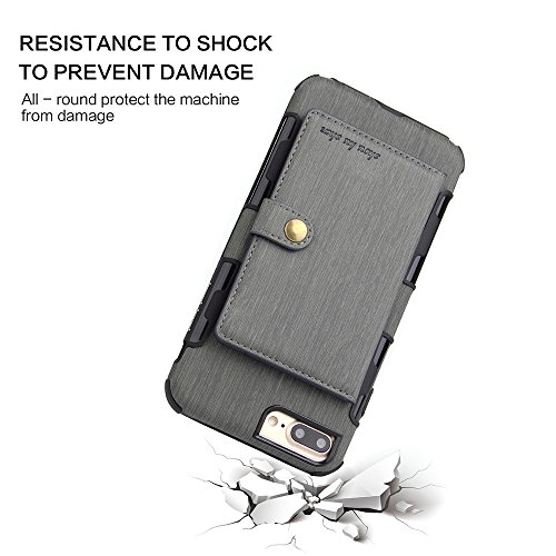 Scheam iPhone 7 Plus iPhone 8 Plus Wallet Leather Case, Protective Durable Cover Shell Folio flip Cell Phone Cover Bag with Card Slots Cash Pocket, Grey