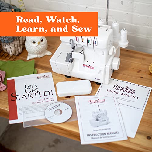 Overlock Serger Sewing Machine by American Home, Easy to Use, 2/3/4