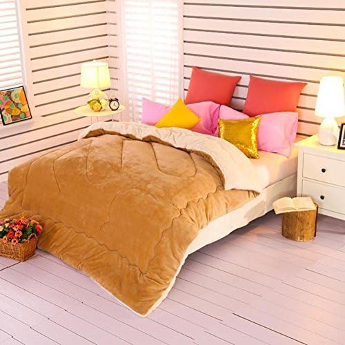 DW&HX Winter plain double-sided cashmere duvet Quilt warm and cozy all-season white down alternative quilted comforter machine -Coffee 200x230cm(79x91inch)