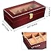 Homfa Wooden Watch Box 5 Slots Watch Display Storage Organizer Case Glass Top with Metal Lock, Cherry   