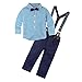 BIG ELEPHANT 2 Pieces Baby Boys Long Sleeve Plaid Shirt Overalls Set With Bow E8 (18-24 Months),Blue,18 - 24 Months
