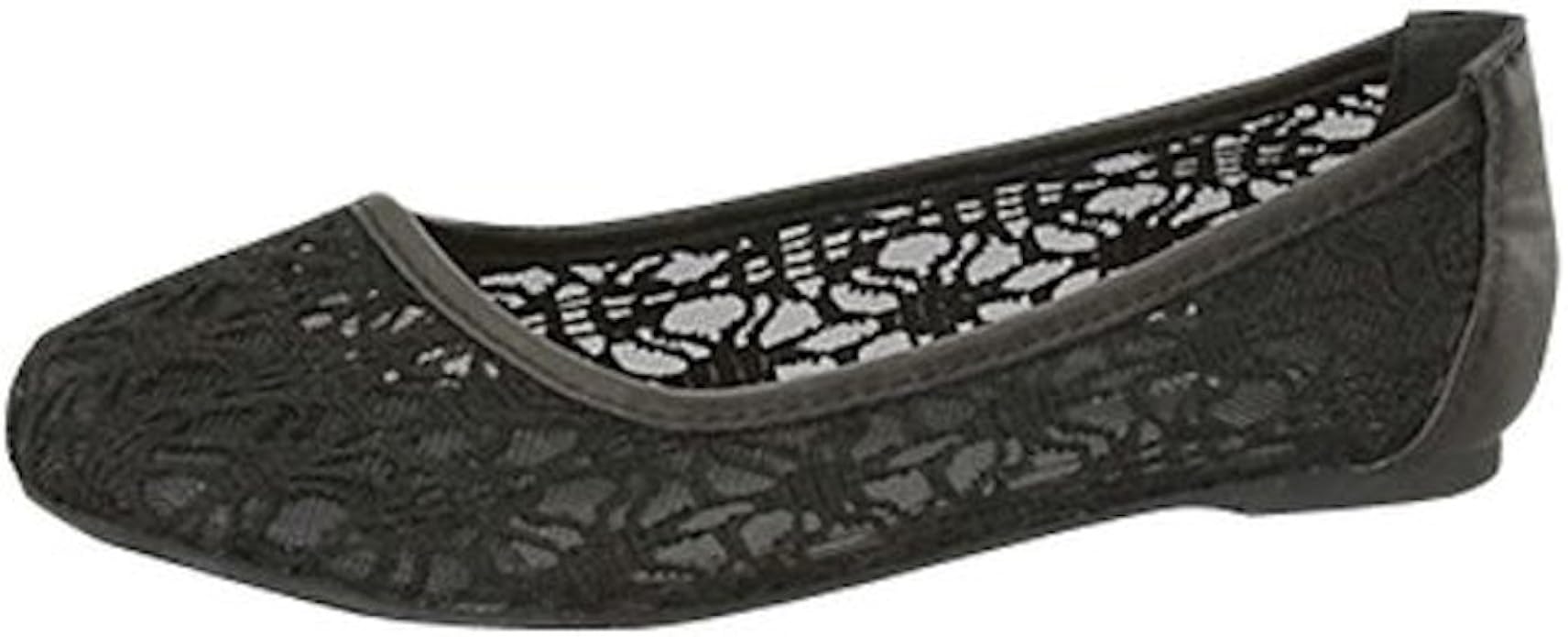 black lace ballet flats