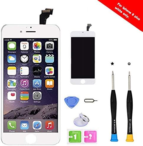 Premium Screen Replacement Compatible with iPhone 6 Plus 5.5 inch Full Assembly -LCD Touch Digitizer Display Glass Assembly with Tools, Fit Compatible with iPhone 6 Plus (White)