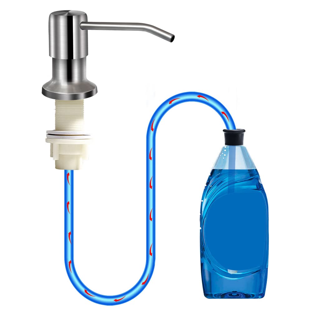 Photo 1 of Soap Dispenser for Kitchen Sink, Brushed Nickel Countertop Soap Dispenser Pump, 47" Silicone Extension Tube Connect to The Soap Bottle Directly, Say Goodbye to Frequent Refills (Brushed Nickel)