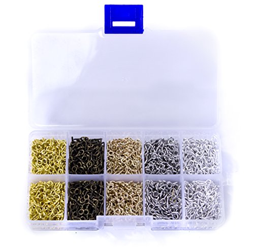 ALL in ONE 2500pcs Mixed Color Screw Eye PIN Bail Finding for Charms, Half Drilled Beads, Polymer Clay, Gemstones, Cork Bottles with Container