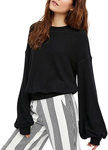 hodoyi Womens Crewneck Long Lantern Sleeve Knit Pullover Sweater