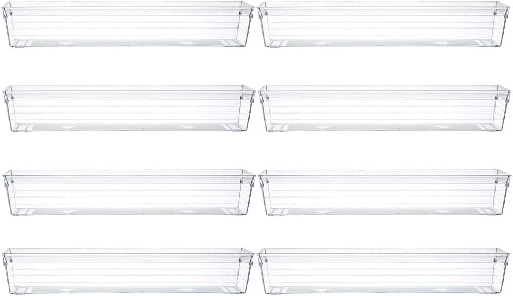 Clear Plastic Drawer Organizer Tray for Vanity Cabinet (Set of 10),Storage Tray for Makeup, Kitchen Utensils, Jewelries, and Gadgets: Home Improvement