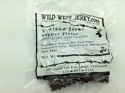 Wild West Jerky #1 Best Premium 100% Natural Grass Fed Hand Stripped 2 OZ. Thick Cut Delicious Tasty Bold Flavor Venison (Deer) Jerky from Utah USA - Smoked with Hickory Wood