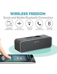 Altavoz Bluetooth estéreo portátil, con 2 x 5 W controladores de acústica, Radio FM, manos libres, tarjeta Micro SD, USB y entrada auxiliar ranuras para Teléfono Inteligente, MP3, MP4, iPad, Tablet y más, Gris (DY22L Gray)