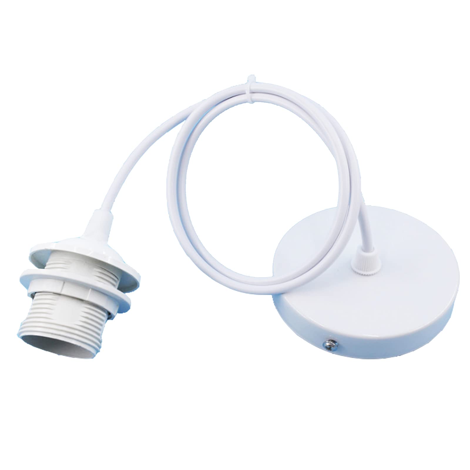 Etern E27 Metal Lamp Hanger, Lamp Holder, White, ES Base, 100 cm Cable, for Bar, Cafe, Home, Hotel