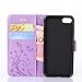 Urvoix for iPhone 7 / iPhone 8 Case, Card Holder Stand Smooth Hand Feel PU Leather Wallet Case - Embossed Flower Butterfly Flip Cover for 4.7