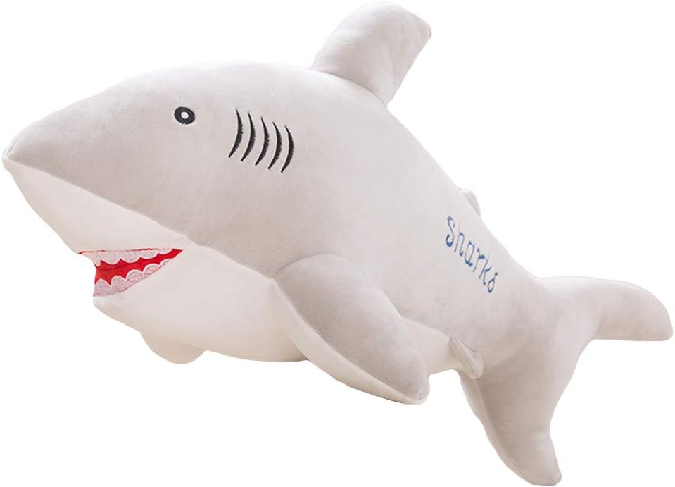 WFZ17 Toys For All Ages 40/50cm Cute Simulated Shark Fish Plush Toy Soft Stuffed Doll Pillow Cushion Grey 50cm