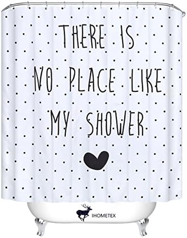 Wemay water repellent polyester fabric shower curtain with 12 free plastic hooks72"x78" (180X200CM, NO PLACE LIKE MY SHOWER)