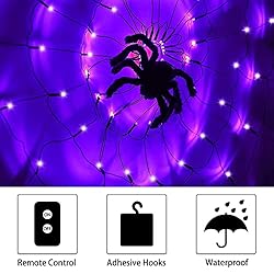 Kemooie Halloween 3.25ft Spider Web with 80 LED and