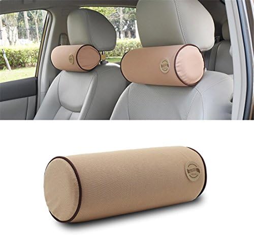 Zcar Memory Foam Car Seat Neck Pillow With Adjustable Strap, SUV Can Cervical Round Roll Headrest For Auto Office Chair Headrest Supports Cushion Pad, Brown