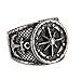 316L Men's Stainless Steel Black Silver Vintage Anchor Nautical Compass Ring