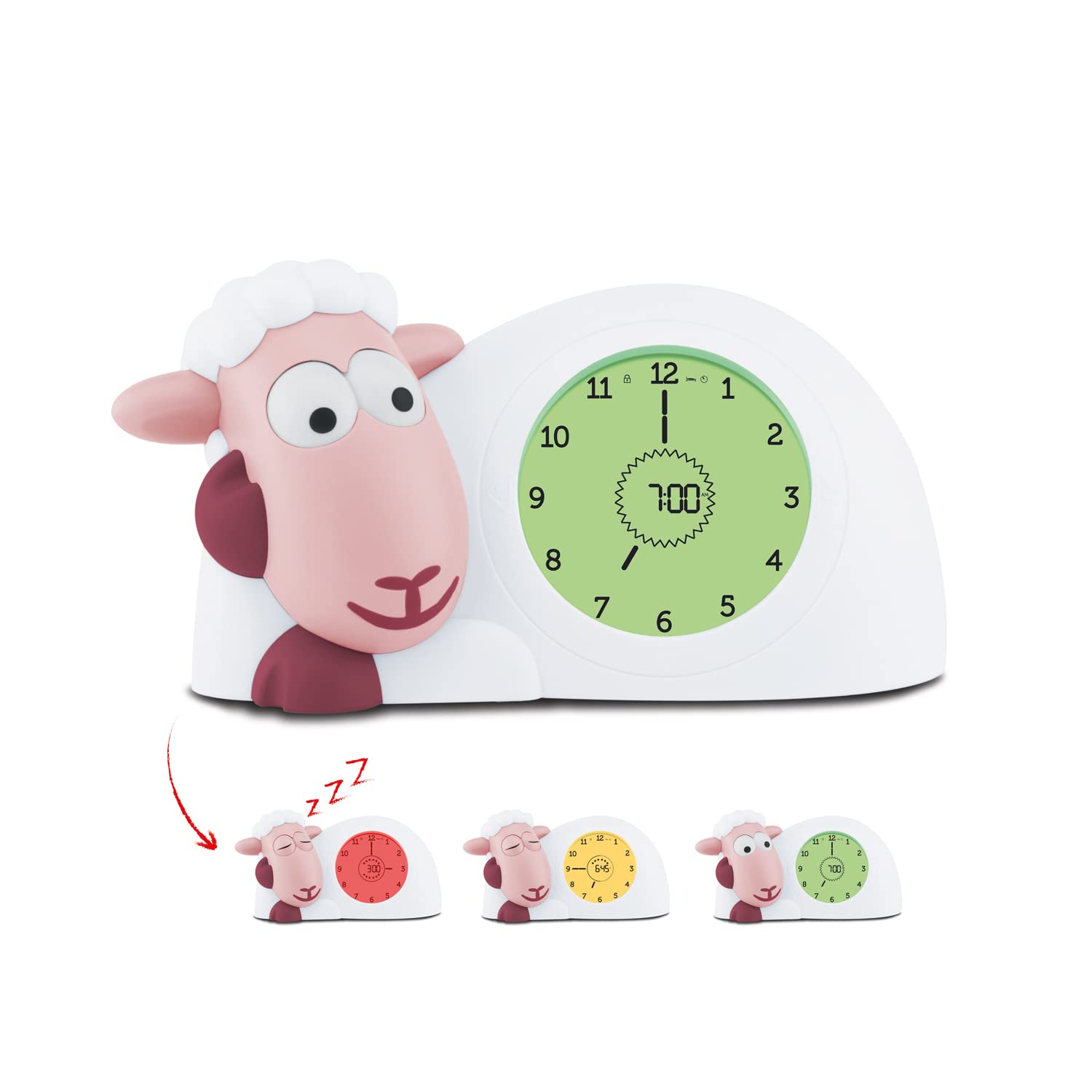 ZAZU Sam the Lamb Clock - Sleep Trainer Clock & Nightlight for Kids | Light Up Alarm Clock | Helps teach your child when to wake up with visual indicators | Adjustable Brightness | Auto off — image 1