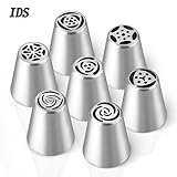Russian Piping Tips, 7 PCS Icing Decorating Tips, Stainless Steel Icing Piping Nozzles, Buttercream Icing Tool for Making Cakes Puffs and Pastries