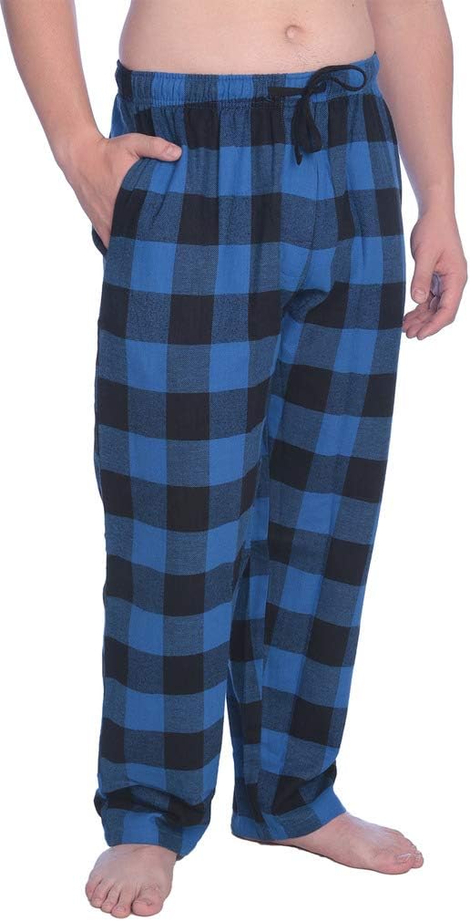 Men's 100% Cotton Flannel Plaid Lounge Pants Available in Plus Size
