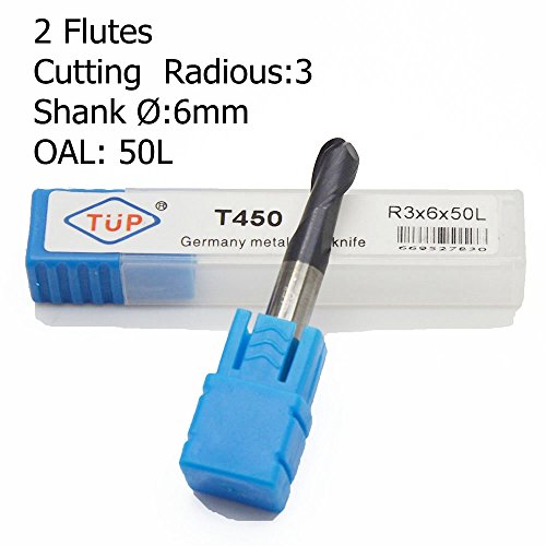 Ougar8 Radius 1 2 3 4mm CNC Carbide Milling Cutter 2 Flutes Center Cutting Premium Ball nose Endmills Finishing End Mill Long Shank Spiral deep Slotting Router Bits Wood Lathe Tools(4pcs) - Thumbnail 3