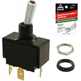FalconSupply 12V Marine Toggle Rocker Switch Kit, Genuine OEM Carling Marine Grade SPST On-Off Maintained, Red Lighted 15A Heavy Duty 3-Pin Panel Sealed for Boat Dash &amp; Automotive