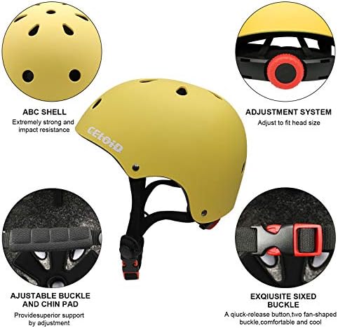 Colorful children's biking gear including helmets and protective pads.