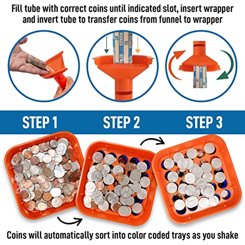 Nadex Sort and Wrap Set4 Wrap Coin Tubes and 4 Quick Sort Coin Trays