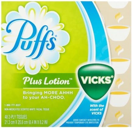 Puffs Plus Lotion with Vicks Facial Tissues, 1 cube, 48 tissues per cube