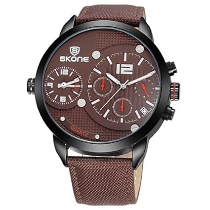 SKONE Japanese Quartz Multifunctional Casual Sport Style Waterproof Wristwatch for Men Skone 6164 - Brown