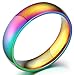 Nanafast Stainless Steel Dome Rainbow Couple Lebian & Gay Ring