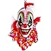 Halloween Haunters Hanging Scary Circus Clown Head with Spooky Face and Flashing Multi-Color LED Eyes Prop Decoration - Menacing Ghoul Smile, Polka Dot Collar - Haunted House, Entryway, Party Display