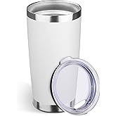 StarSpeed 20oz Tumbler Bulk with Lid, Stainless Steel Insulated Tumblers Double Wall Vacuum Insulated Travel Mug, Powder Coated Coffee Cups for Hot and Cold Drinks(White,1)