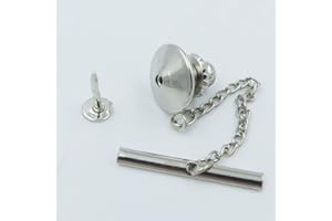 Cufflink and Other 10 Pcs Vintage Locking Tie Tac Tack Guard Pin Clutch Backs Chain for Rock Biker Gold or Silver Choice