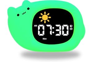 GALYNA Kids Alarm Clock, Ok to Wake Clock for Kids, Toddler Sleep Training Clock with Night Light, White Noise Sound Machine, Birthday Gift for Children Boys Girls (Cat)
