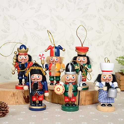 Christmas Nutcracker Ornaments Set, 6PCS Collectible Wooden Christmas Nutcrackers for Christmas Decor, 4 Inch Tall
