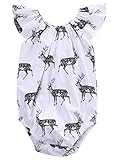 Newborn Princess Baby Girl Deer Romper Jumpsuit Bodysuit Sunsuit Outfits Clothes (0-6 Months, White)