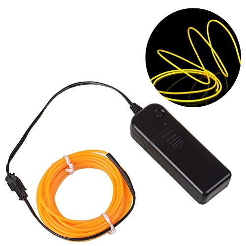 Malcam EL Neon Light ,Glow Electroluminescent Wire String Rope Tube For Various Decoration,Party,Halloween,etc(5m/15ft,Yellow)