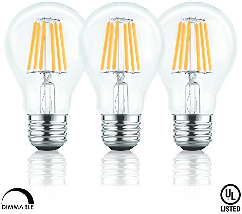 LED Filament Vintage Edison Light Bulb - 6W (60 watt replacement) Standard E26 Base &amp; Standard A19 Shape (3 pack)