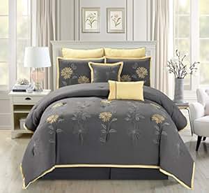 Amazon.com: 7 Piece Modern Oversize Grey / Yellow ...