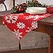 Christmas Table Runner Fall Red Embroidered White Snowflake for Dining Thanksgiving Cotton Tablecloth Fireplace Holiday Make Your Table Shine 13x72”