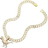Fachoice Iced Out Dinosaur Pendant for Men Hip Hop Gold Dinosaur Cuban Necklace, Cool Dinosaur Cuban Chain Necklace Rock Dinosaur Animal Necklace Men’s CZ Dinosaur Jewelry Rapper Dinosaur Necklace