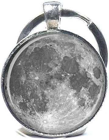 Diysetar Moon Keychain Jewelry Moon Keyring Space Galaxy Grey Moon Key Ring Jewelry