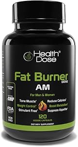 Fat Burner Dose Am Day-Time By Health Dose, 120 Vegetarian Capsules, Green Tea, L-Carnitine Tartrate, Uva Ursi, Garcinia Cambogia, Apple Cider Vinegar - More, Weight Loss for Men & Women Supplement.