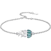 HPQQ Ocean Bracelet 925 Sterling Silver Turquoise Sea Animal Link Bracelet Beach Themed Jewelry Gifts for Women
