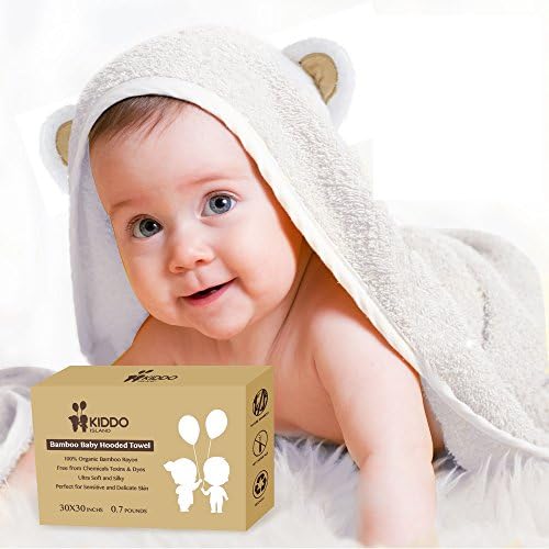 Super Soft Baby Bamboo Hooded Towel | Organic, Absorbent, Hypoallergenic, Antibacteria &amp; Free from Chemicals | Keeps Baby Dry and Warm | Sized for Infant and Toddler (30"x30", Brown Ear)