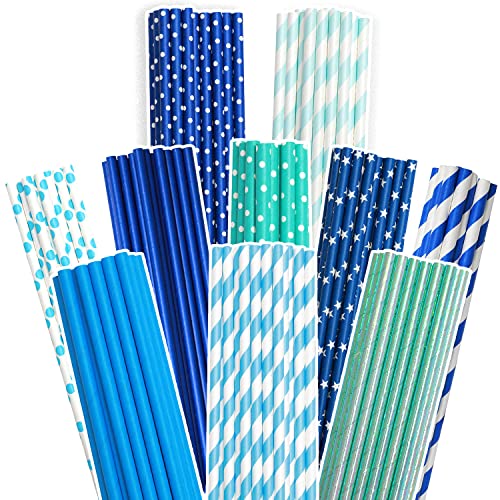 Blue Paper Straws for Drinking Disposable Straws