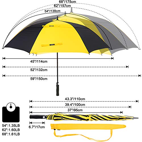 image for G4Free 62 Inch Automatic Open Golf Long Umbrella Extra Large Oversize 
